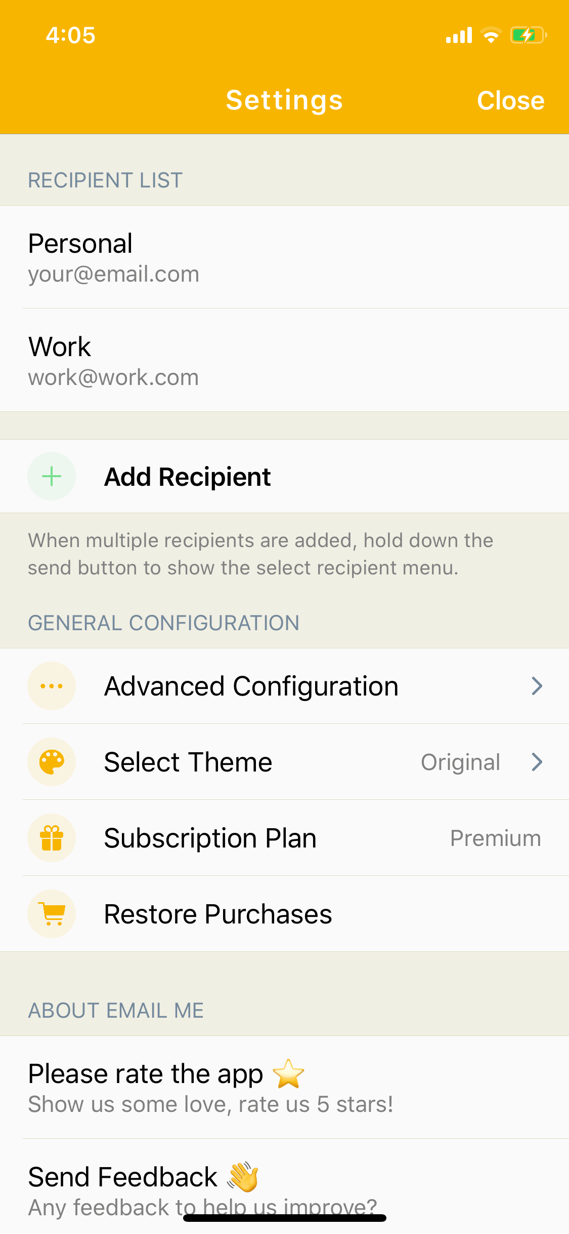 Email Me App redesigned icon set for iOS 13 settings screens improving navigation and user interface clarity